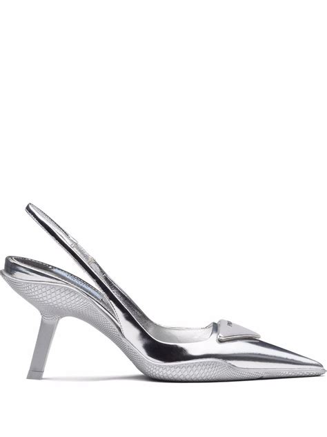 prada silver slingbacks